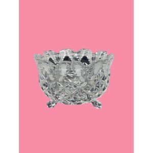 Vintage Hofbauer Papillon Lead Crystal Butterfly 3 Footed Bowl – 4.5” Decorative